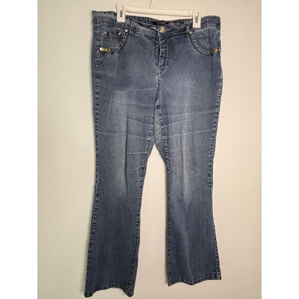 Roz & Ali Embellished Bootcut Jeans Blue Denim Rhinestone Sequin Womens 18